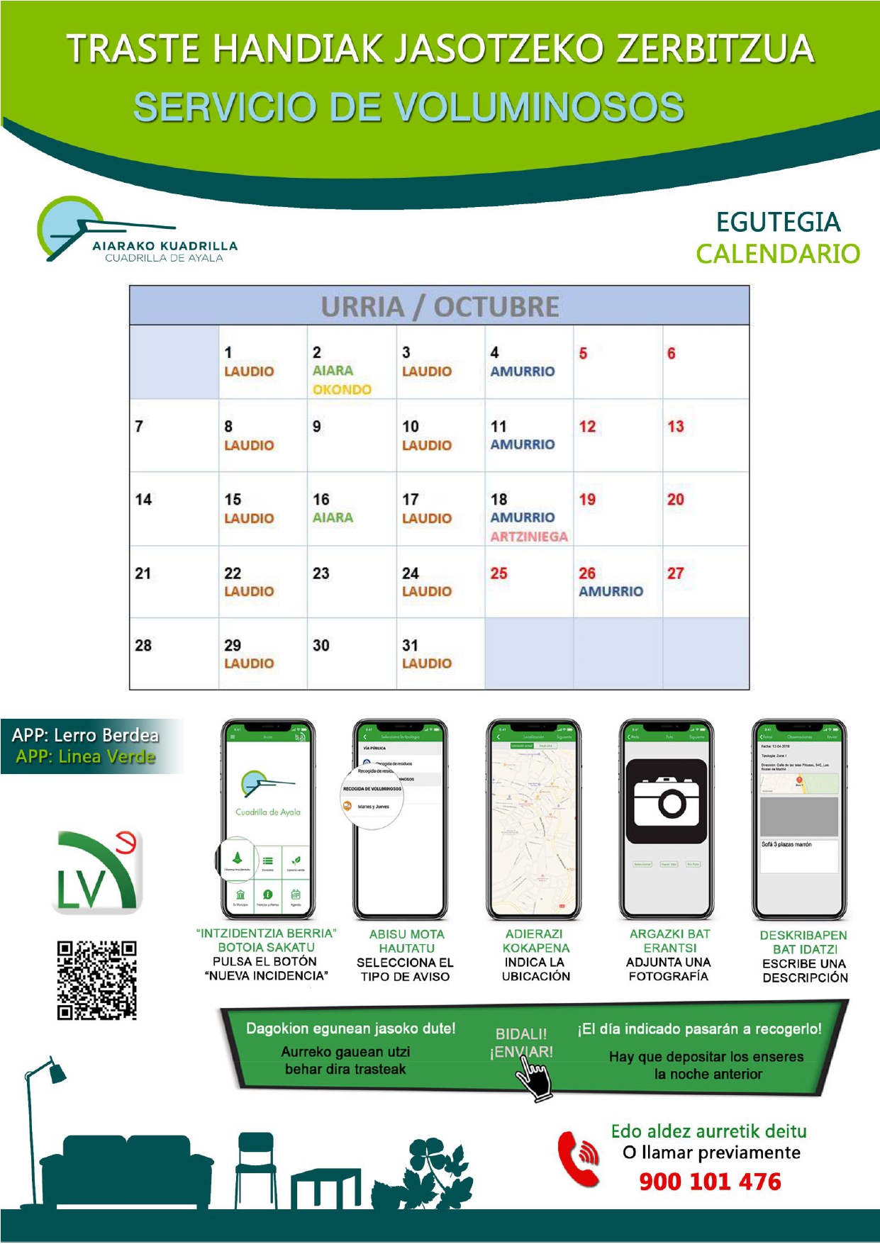10_Urria-2024 CALENDARIO OCTUBRE Recogida selectiva de residuos voluminosos y enseres en la Cuadrilla de Aiaraldea