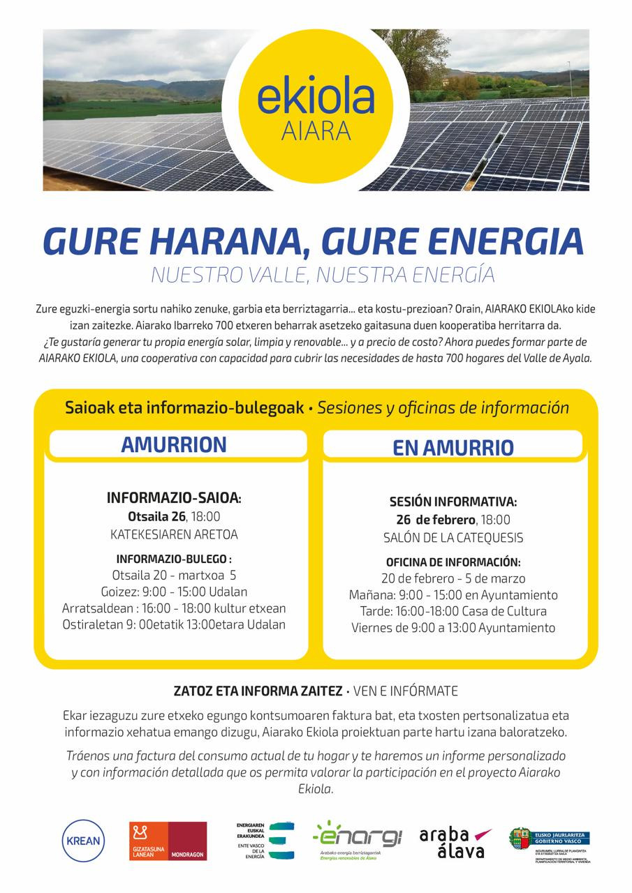 Carte-Amurrio EKIOLA AIARA. GURE HARANA, GURE ENERGIA
