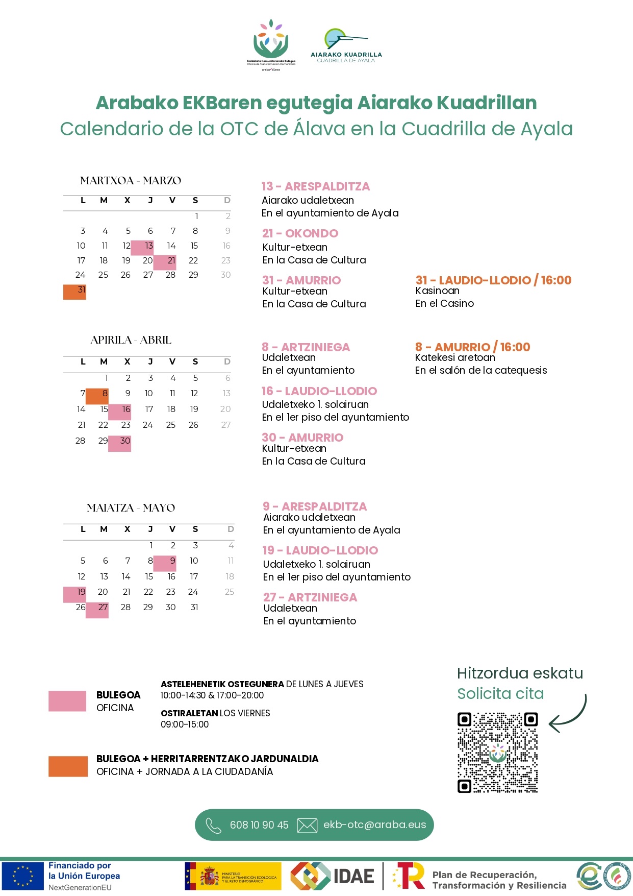 ARABAKO-EKB-AIARAKO-EGUTEGIA Arabako Eraldaketa Komunitarioko Bulegoa Aiaraldeko Kuadrillara iritsiko da