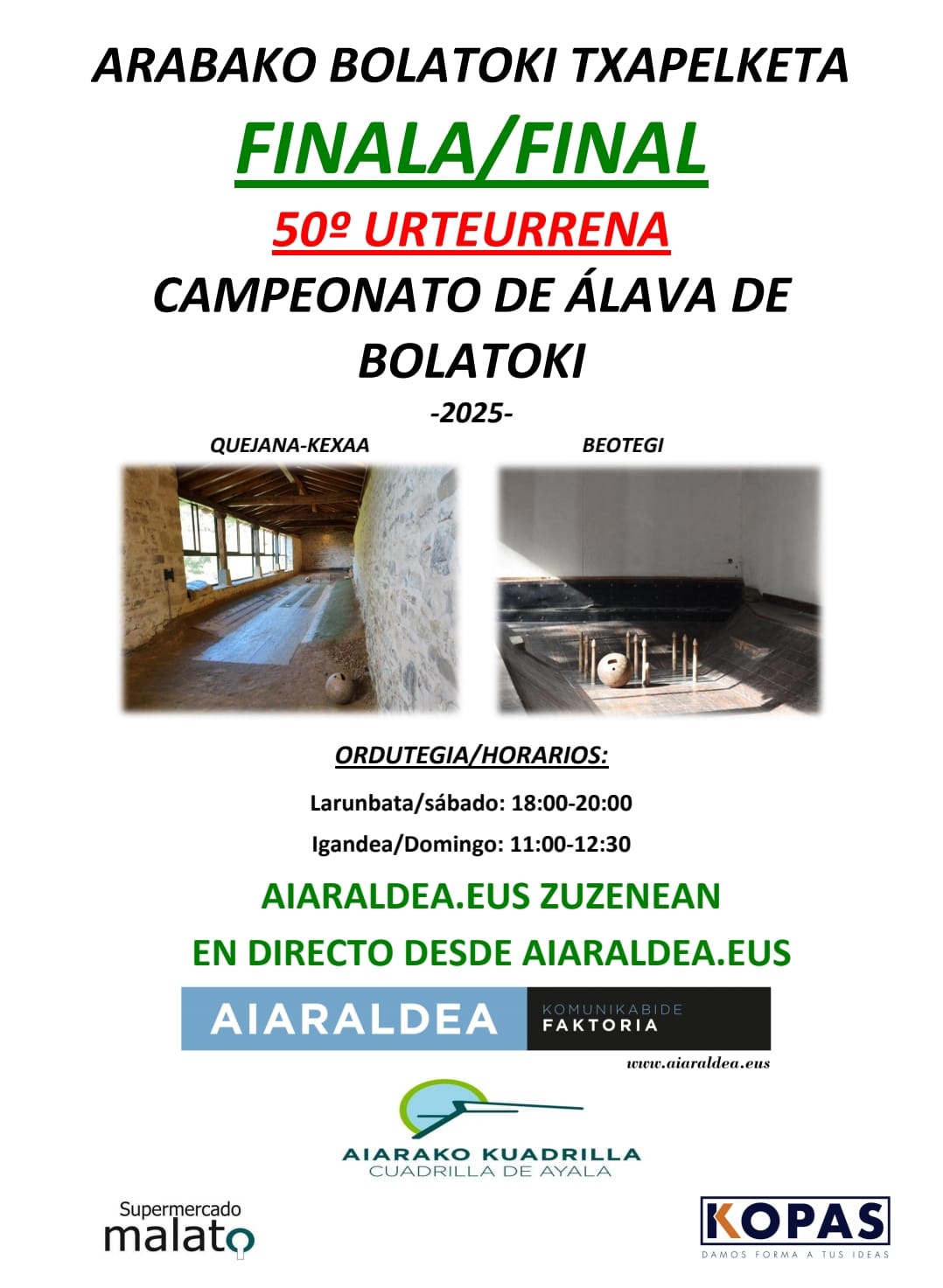 1-2 La Cuadrilla de Aiaraldea, representada por su presidente Iñigo Pinedo, entrega los premios a los ganadores del campeonato de Álava de Bolatoki