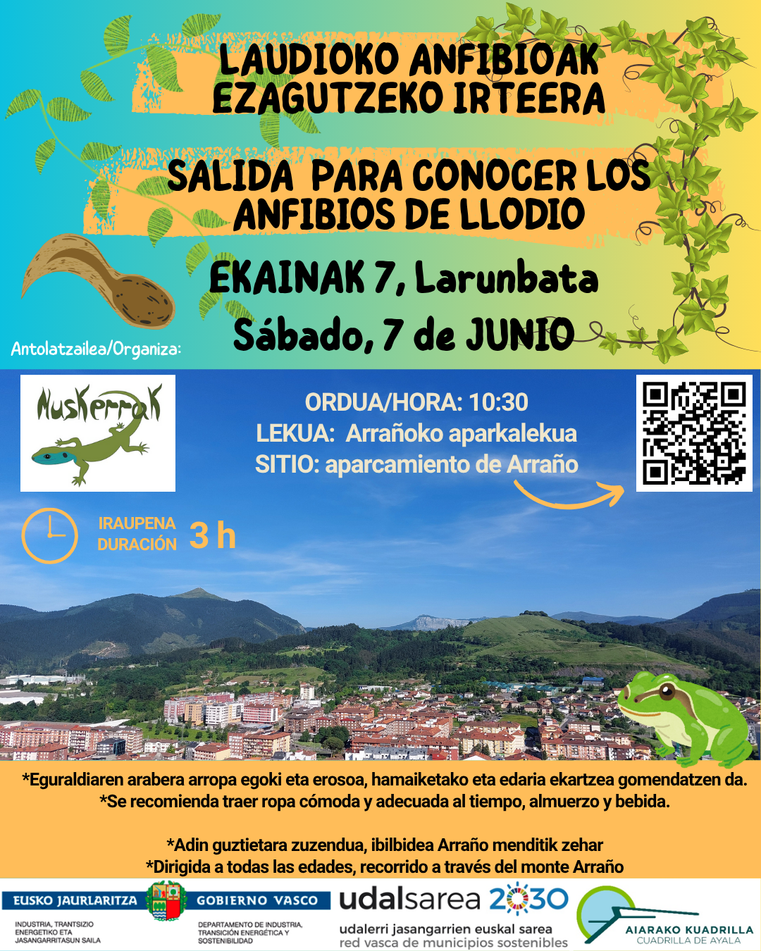 Laudioko-irteera Aiaraldeko Kuadrillak jarduera berri bat bultzatu du Laudioko anfibioak identifikatu eta kontserbatzeko