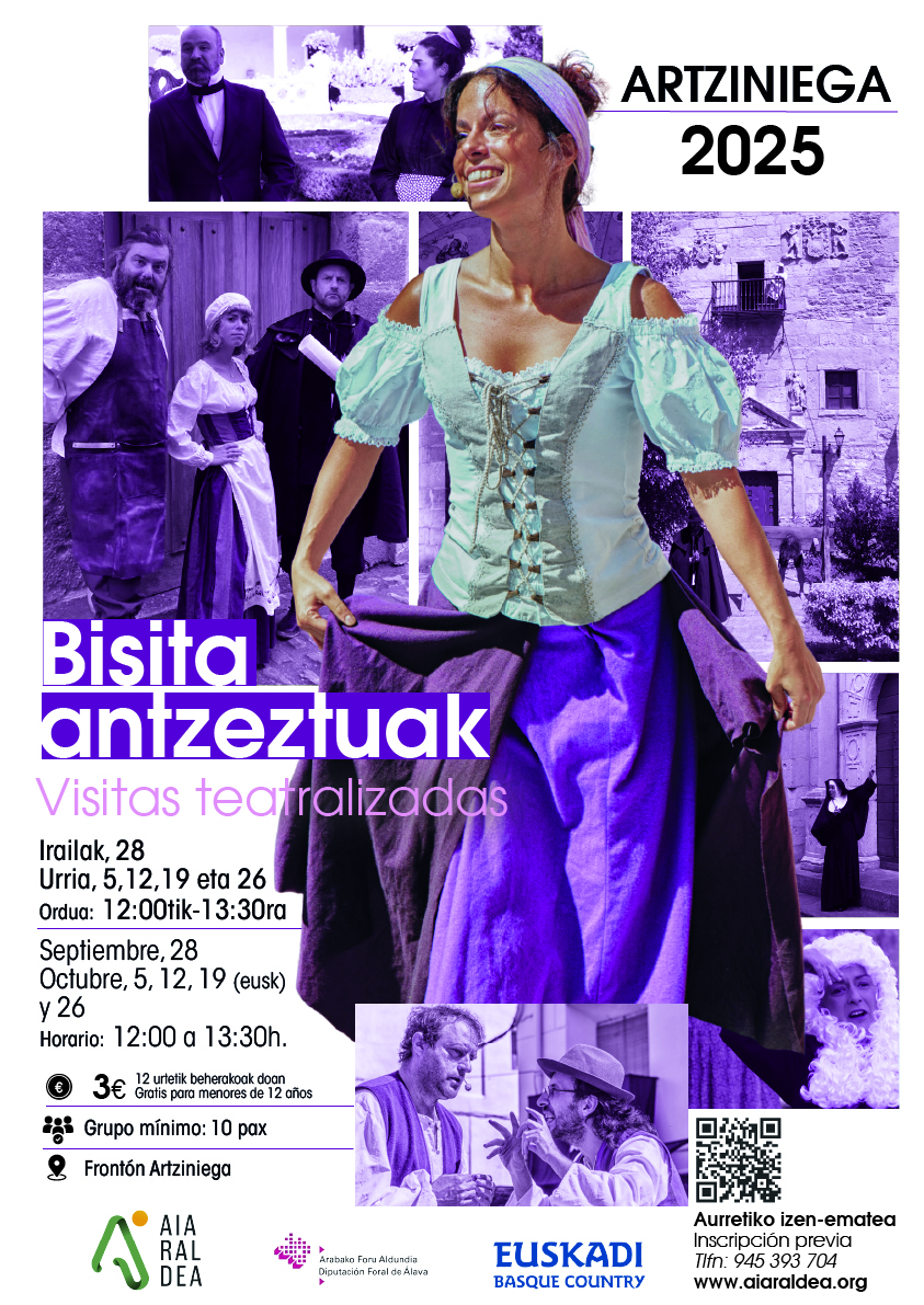 cartel_visitasteatralizadas La Cuadrilla de Aiaraldea vuelve a organizar las visitas teatralizadas en Artziniega, ofreciendo una divertida manera de descubrir el municipio