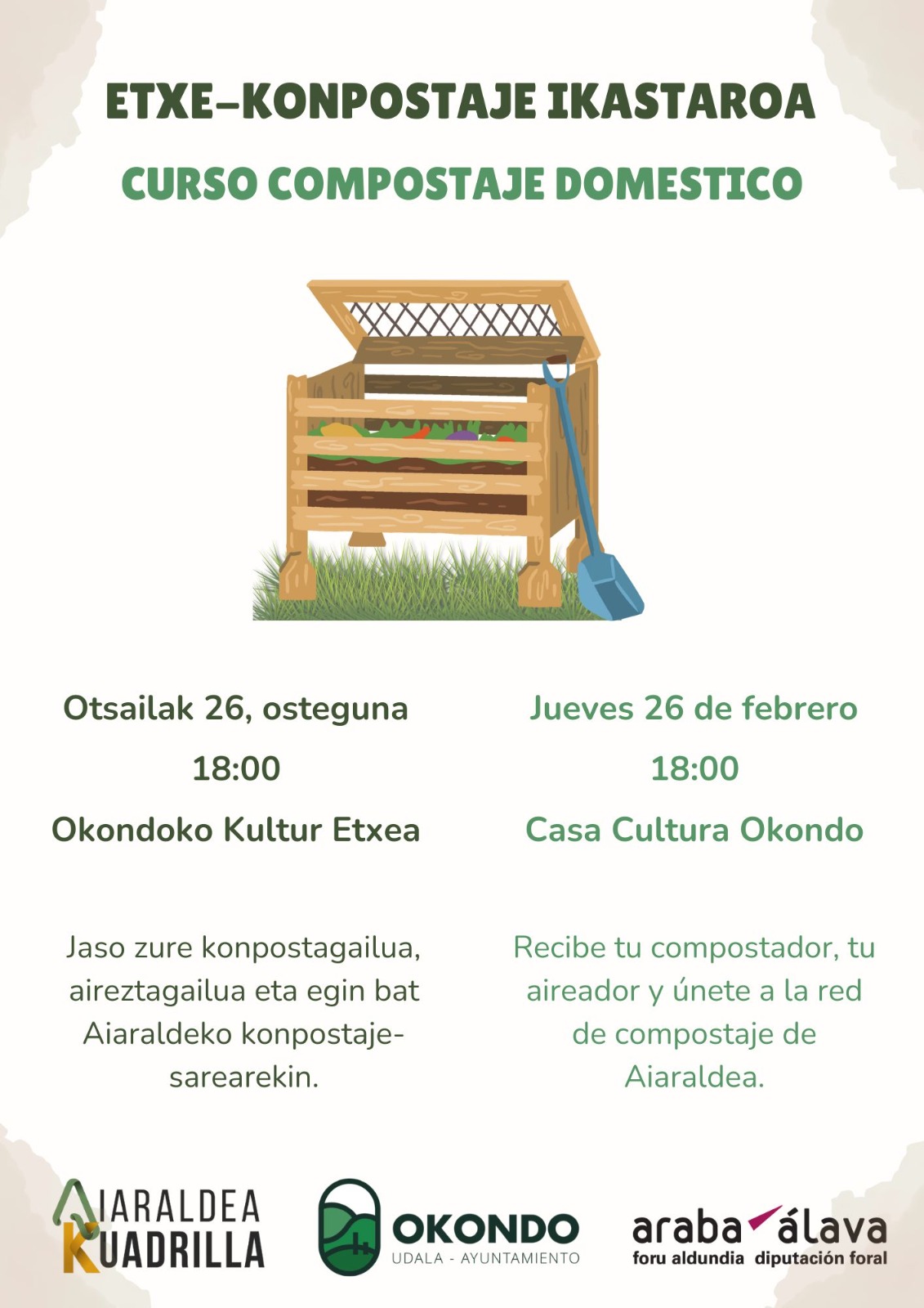 Curso-compostaje-domestico-Okondo- La Cuadrilla de Aiaraldea impulsa un nuevo curso práctico de compostaje doméstico en Okondo